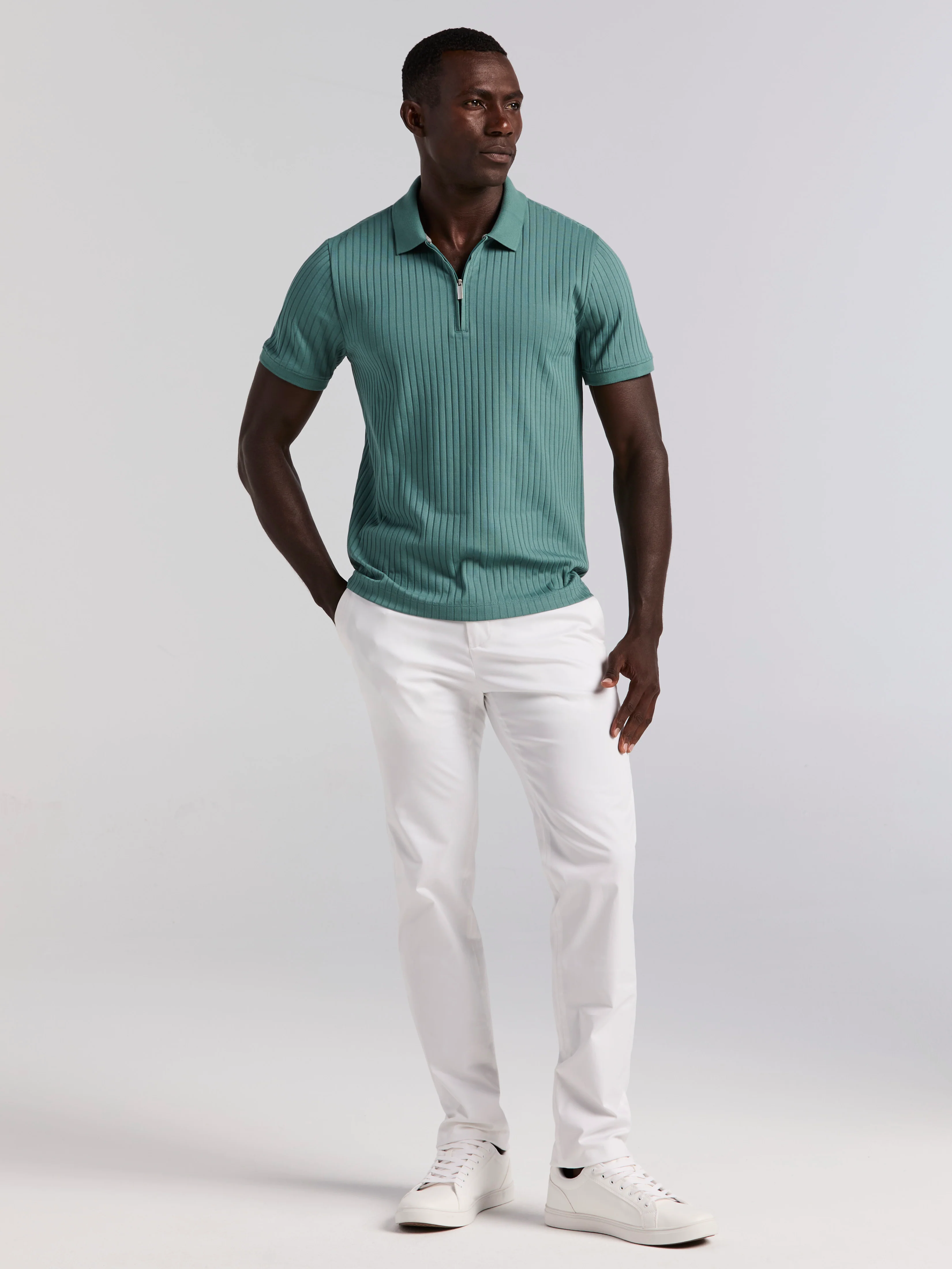 Quarter Zip Ribbed Polo - Image 19
