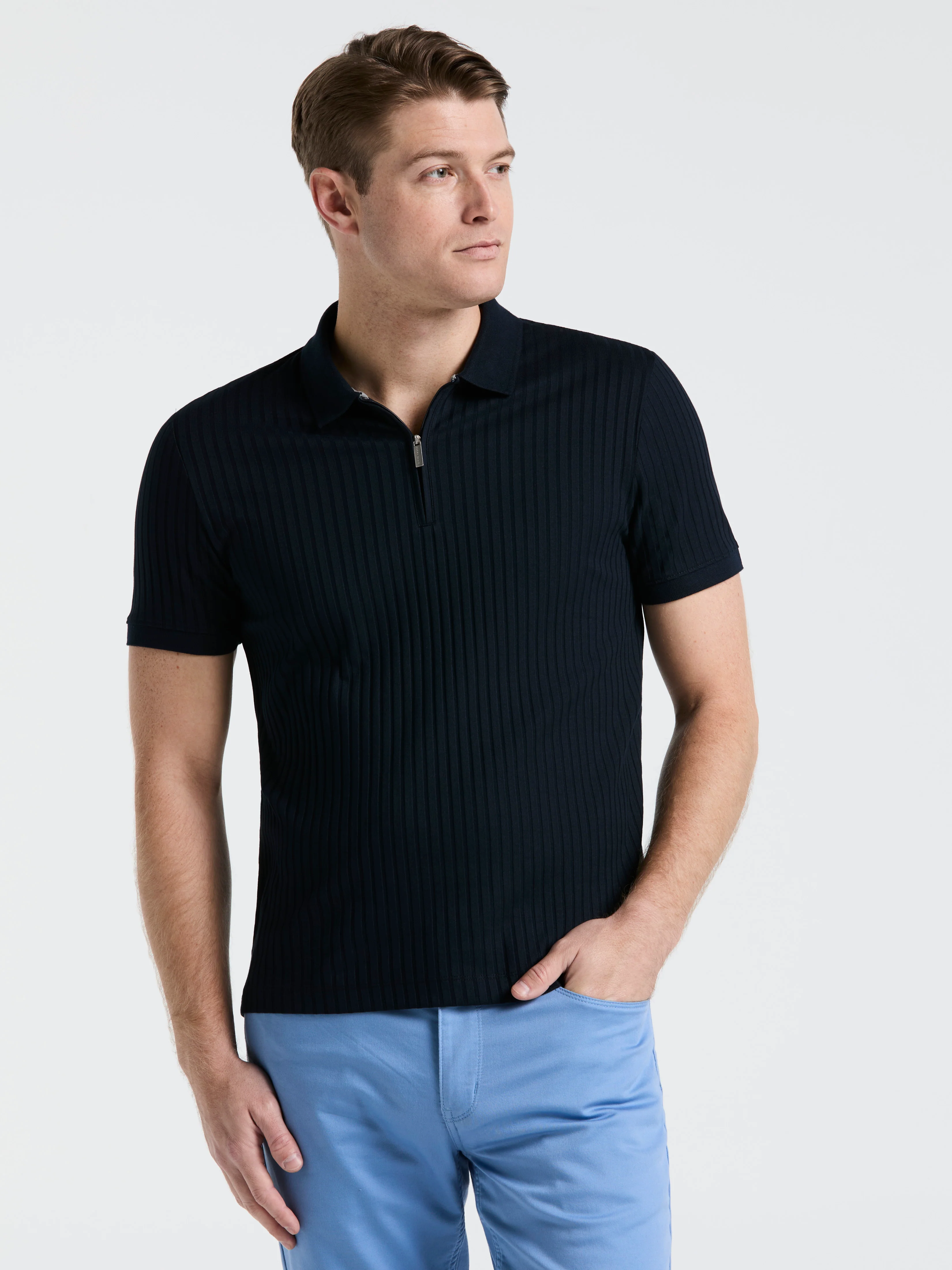 Quarter Zip Ribbed Polo - Image 29