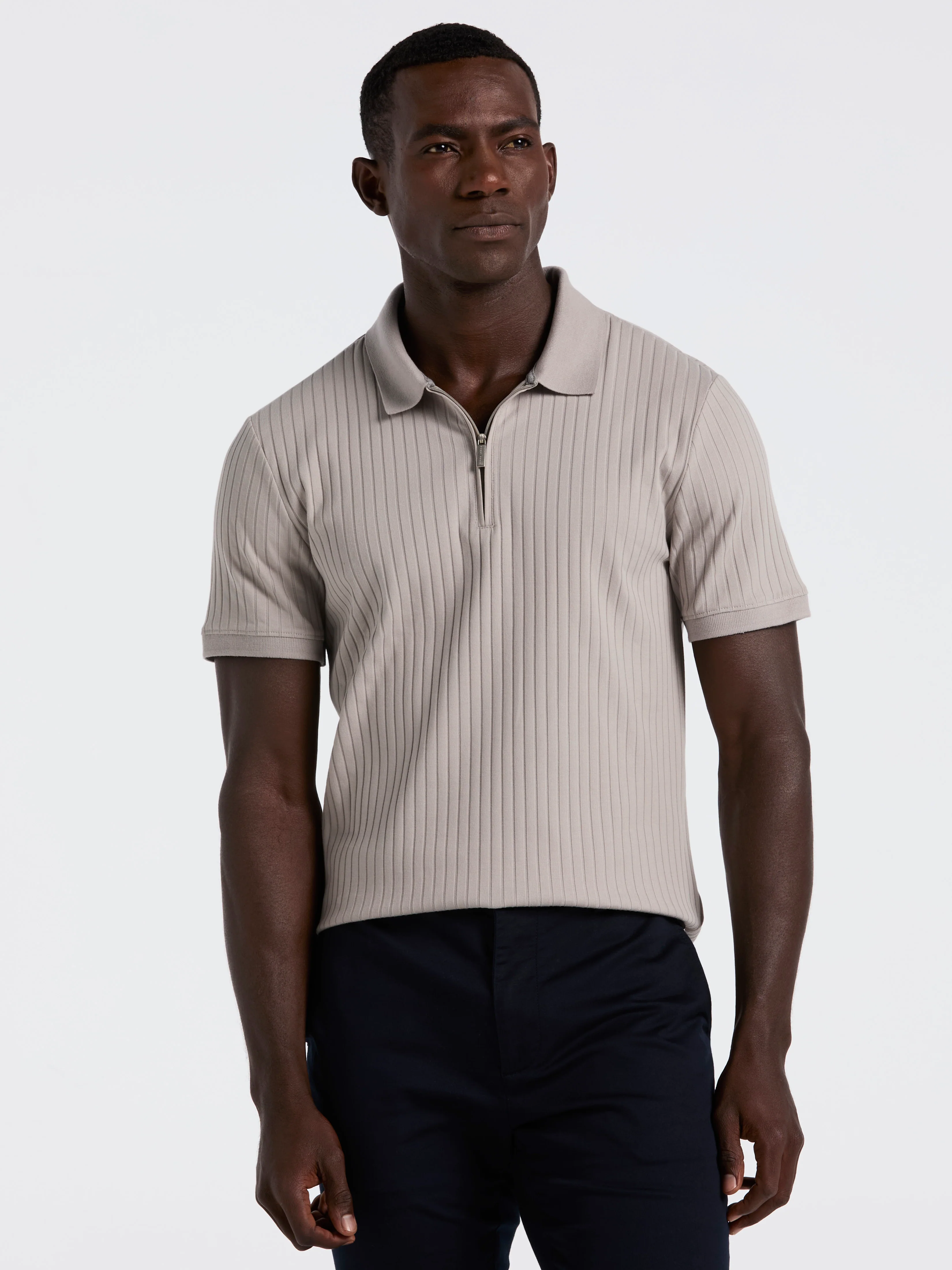 Quarter Zip Ribbed Polo - Image 43