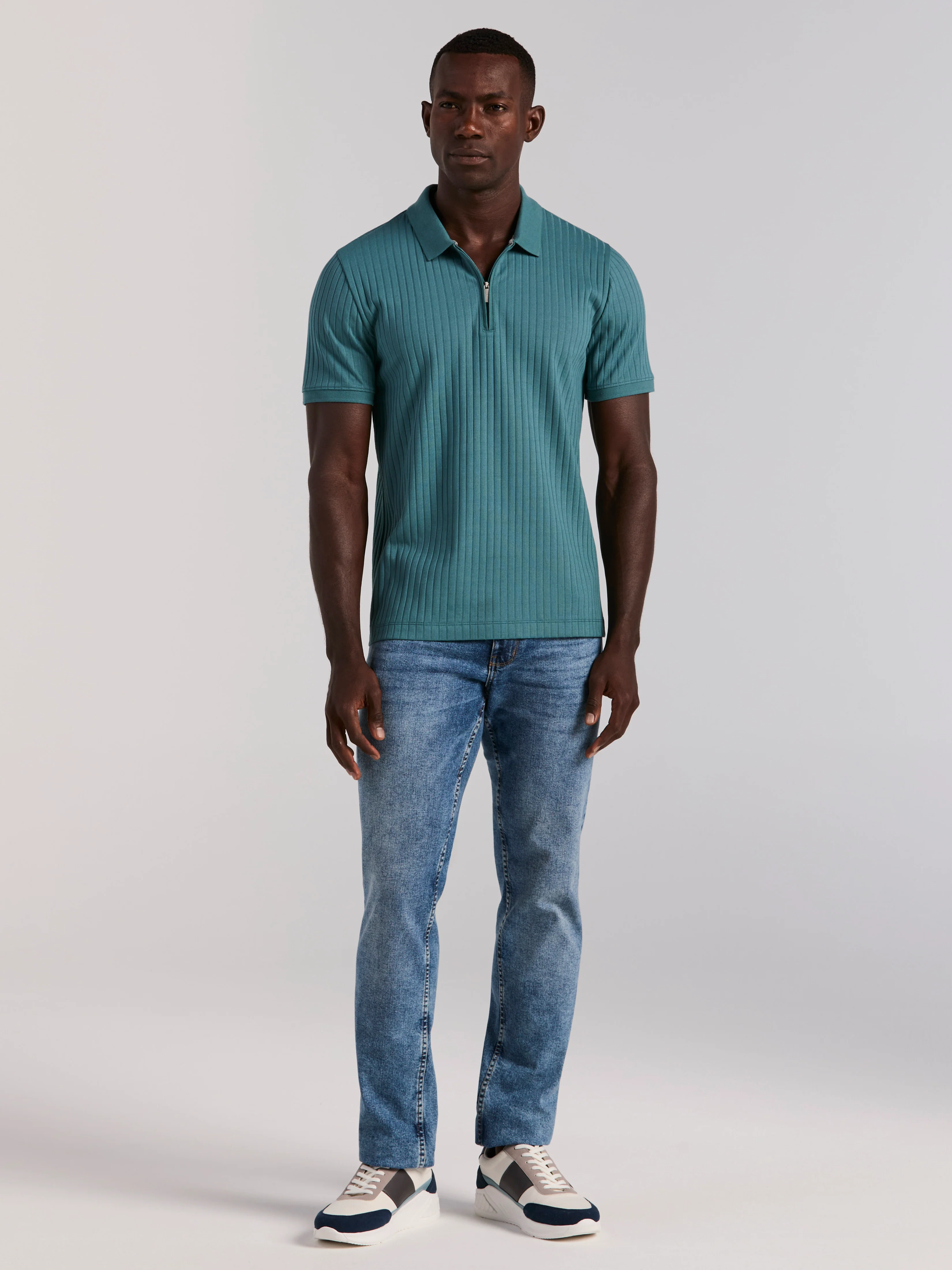 Quarter Zip Ribbed Polo - Image 5