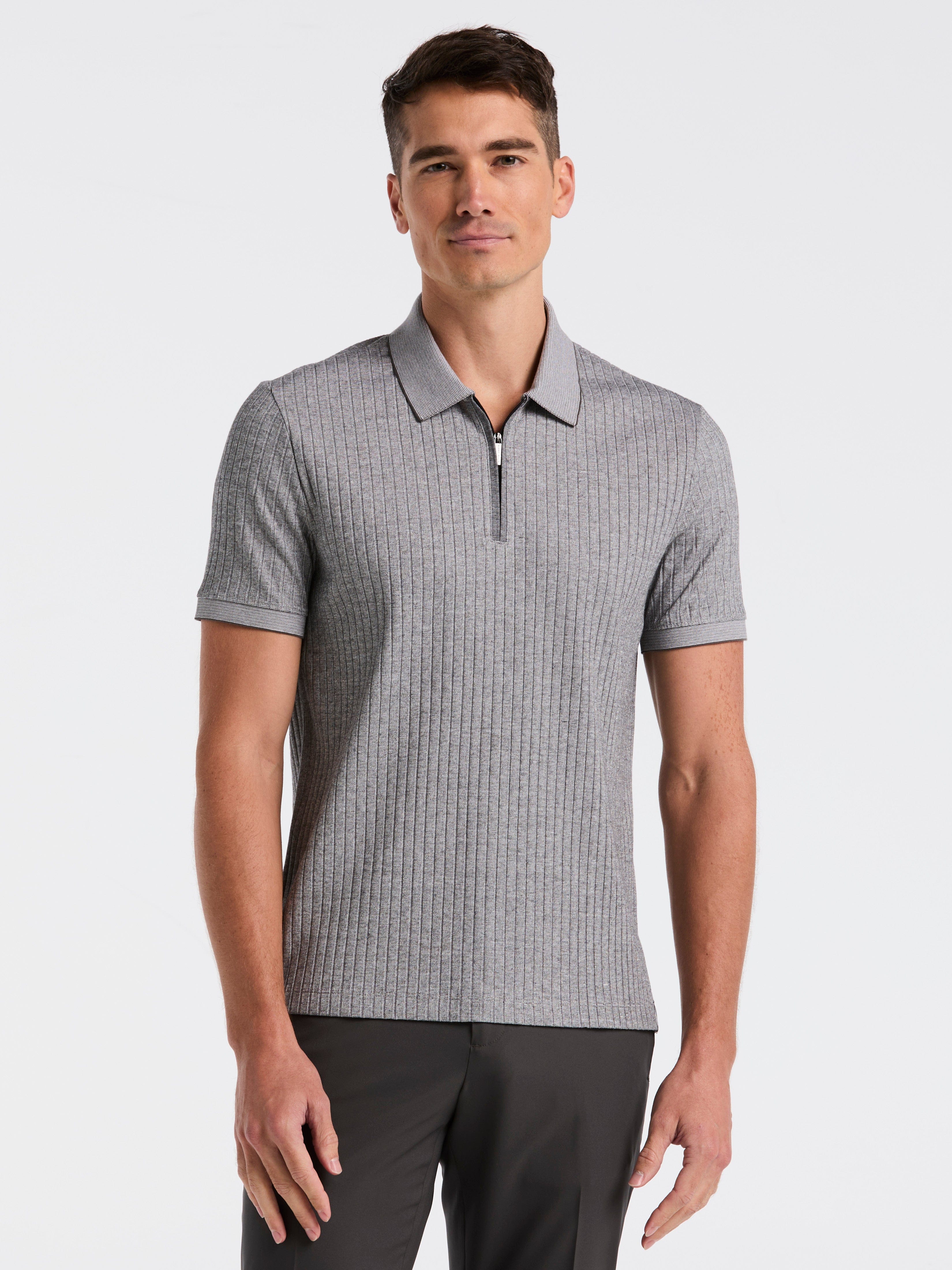 Ribbed Quarter Zip Heathered Polo - Image 5