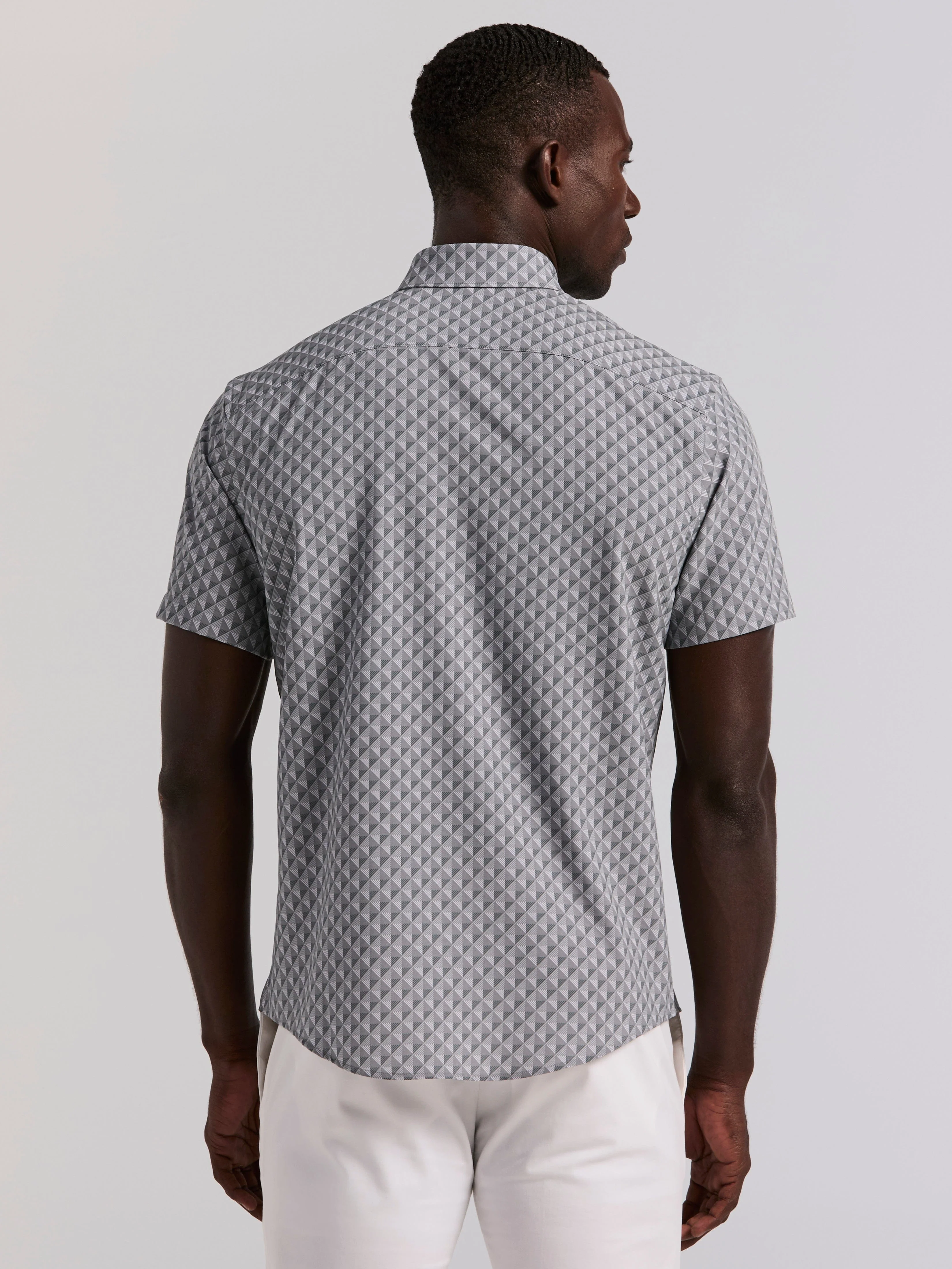 Slim Fit Total Stretch Diamond Geo Print Shirt - Image 3