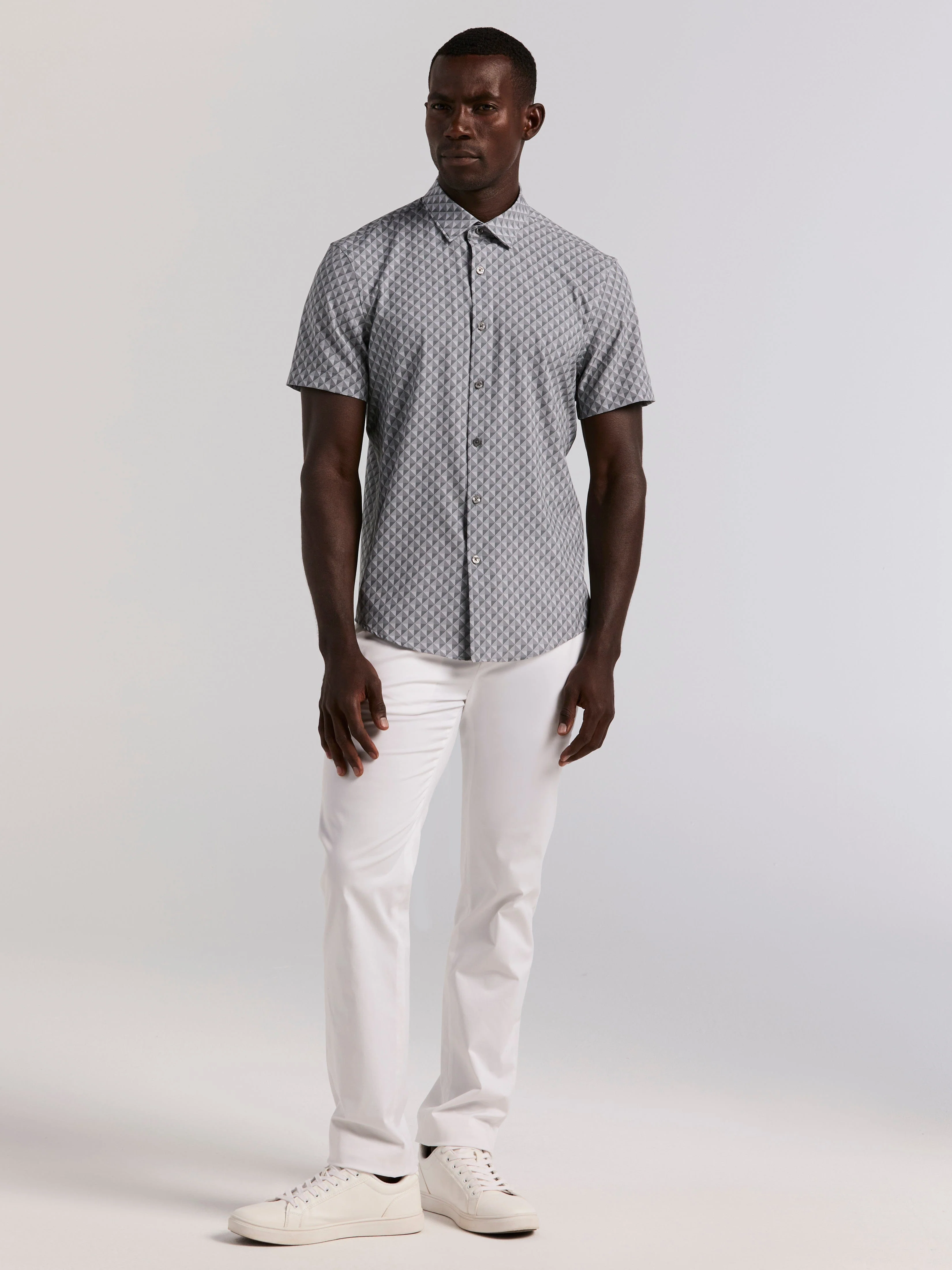 Slim Fit Total Stretch Diamond Geo Print Shirt - Image 4