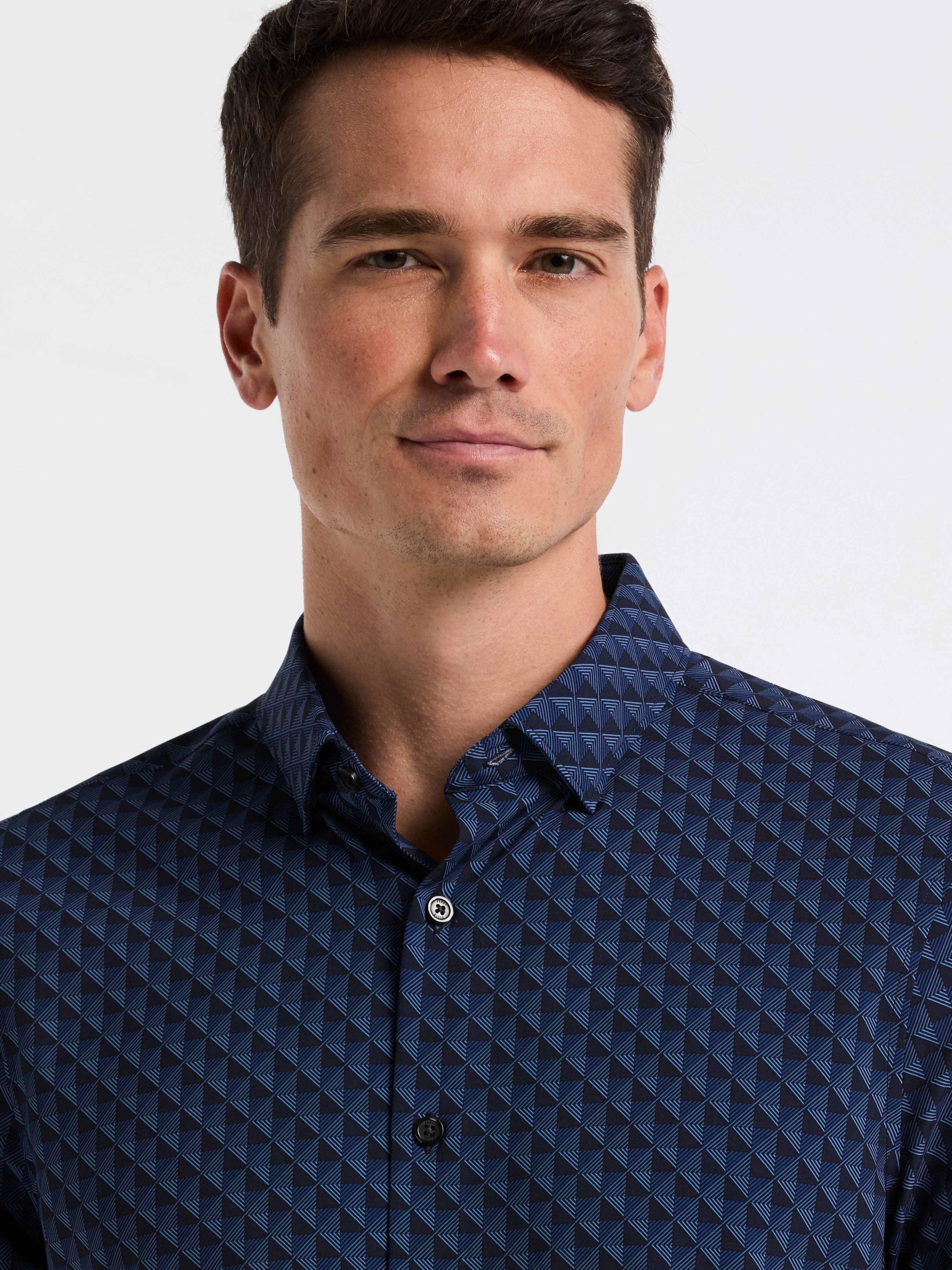 Slim Fit Total Stretch Diamond Geo Print Shirt - Image 8
