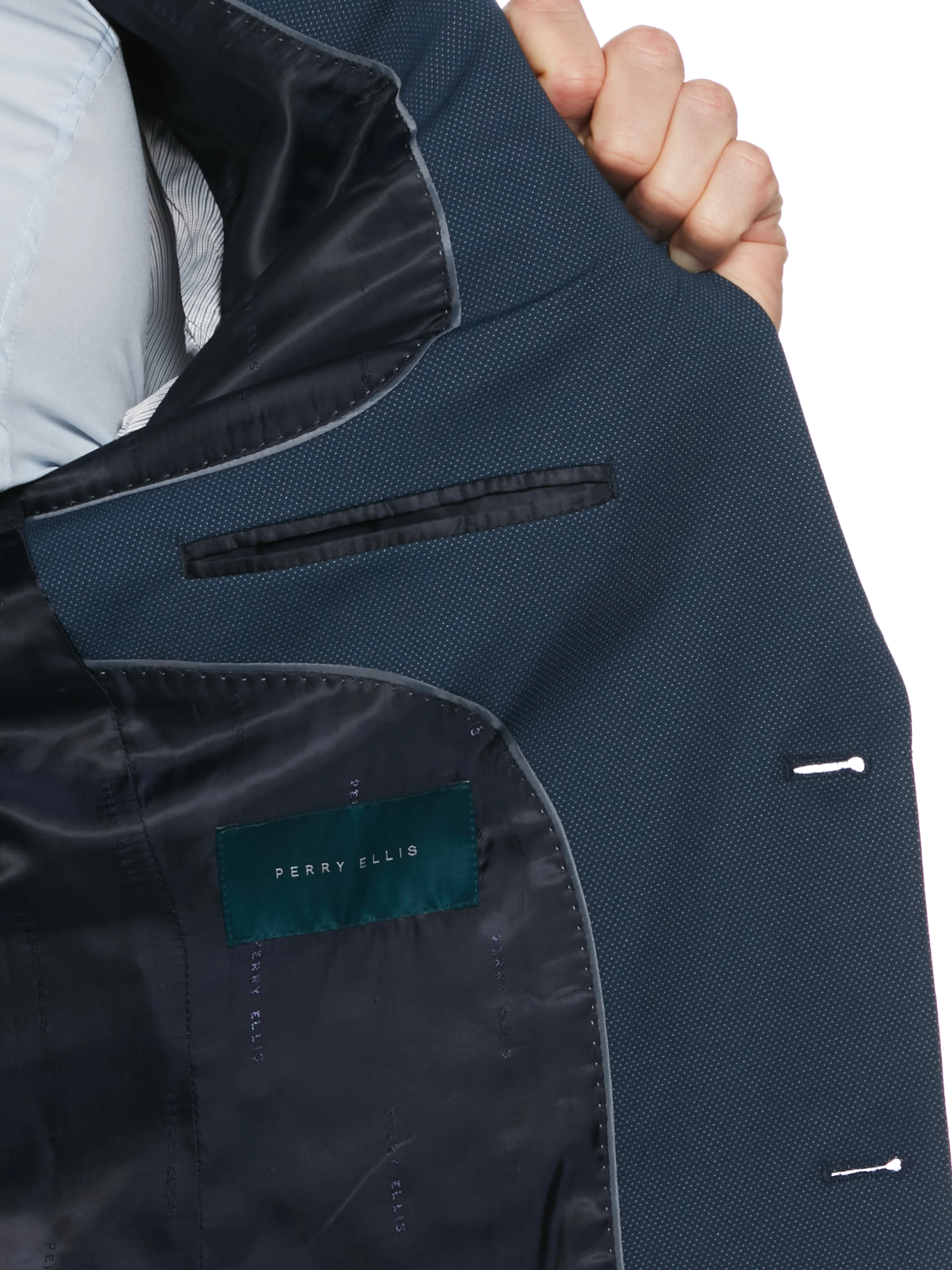 Slim Fit Pindot Stretch Knit Suit Jacket - Image 12