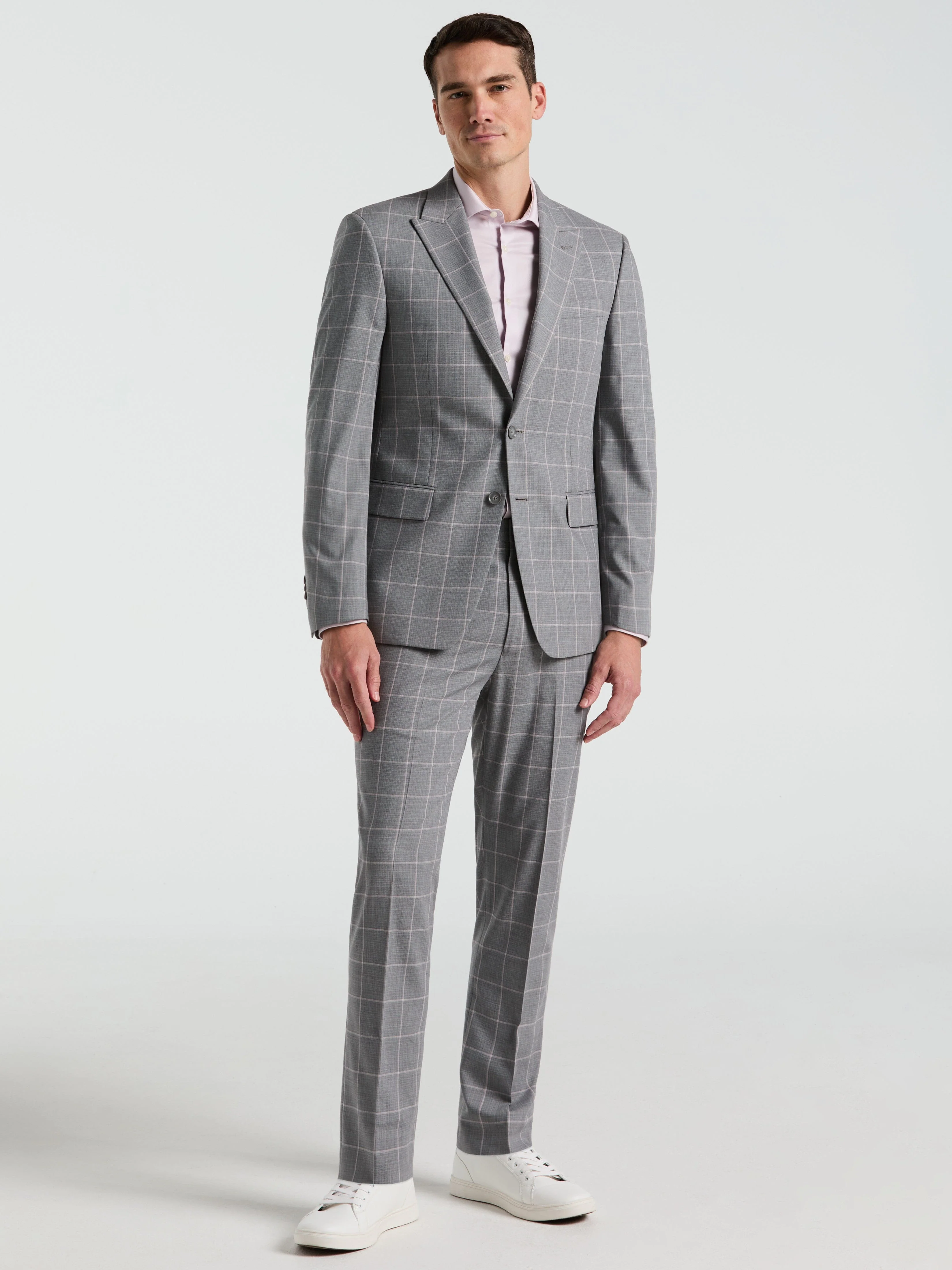 Slim Fit Windowpane Pattern Suit Jacket - Image 4
