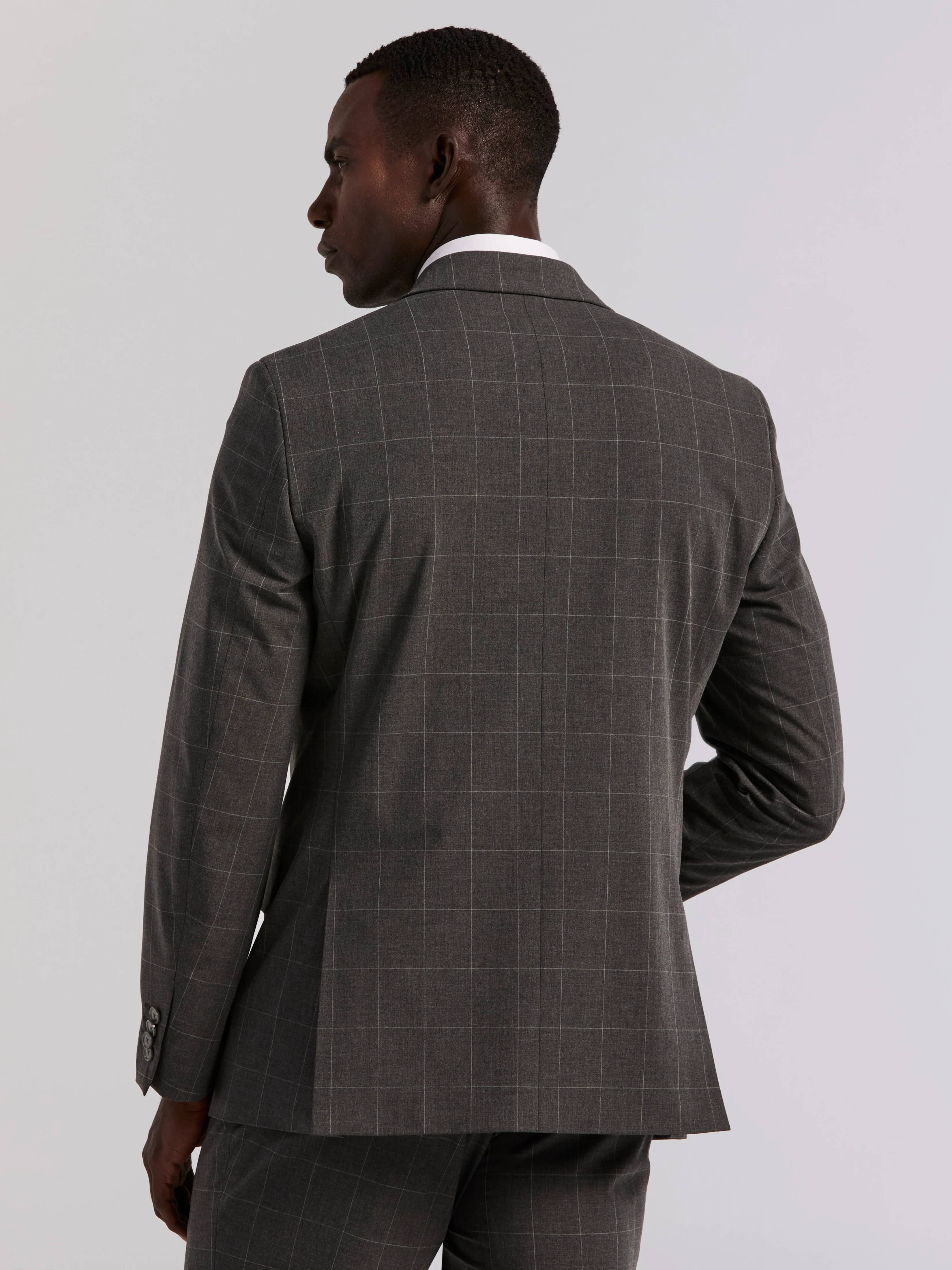 Slim Fit Windowpane Suit Jacket - Image 3