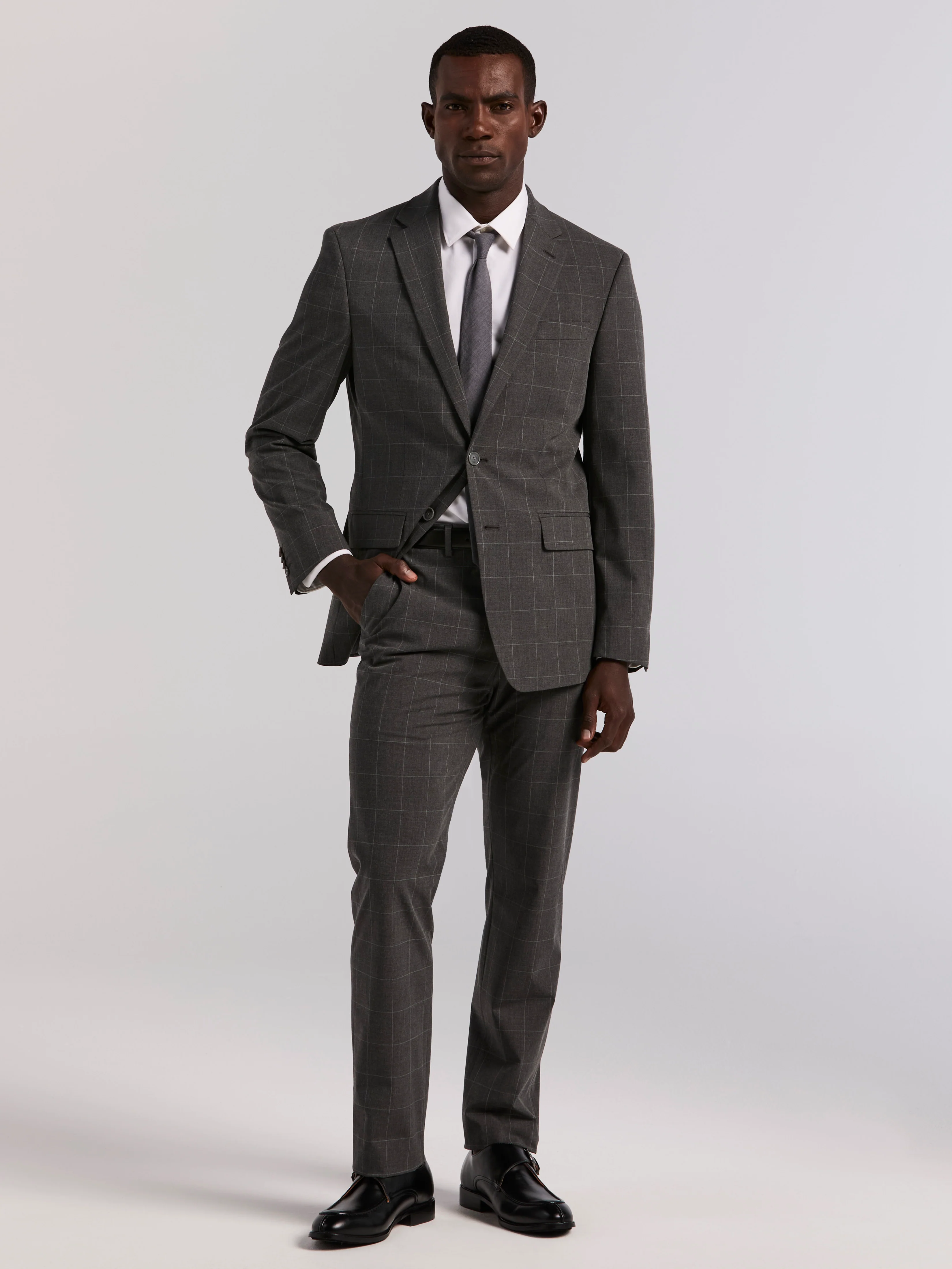 Slim Fit Windowpane Suit Jacket - Image 4