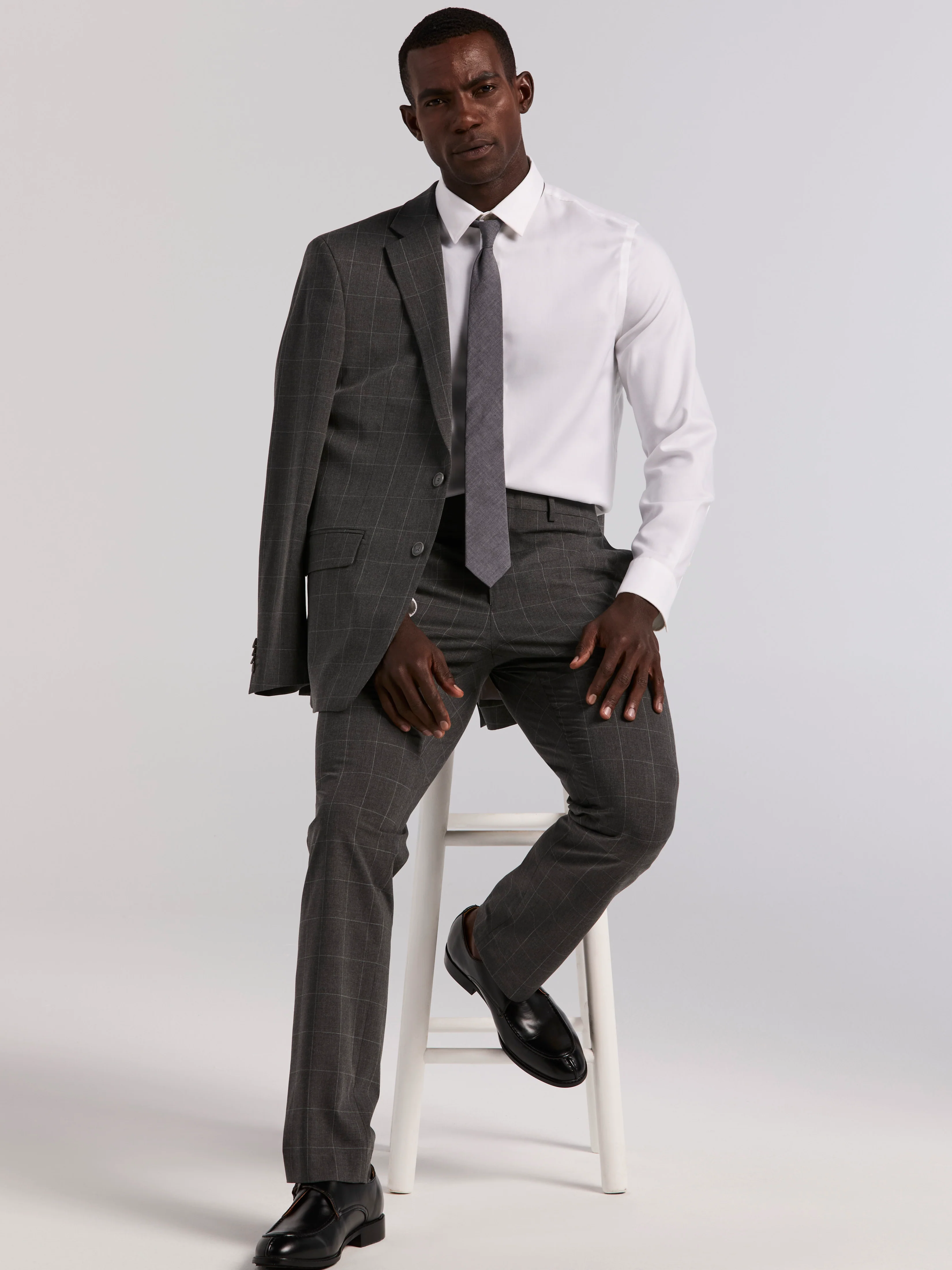 Slim Fit Windowpane Suit Pant - Image 4